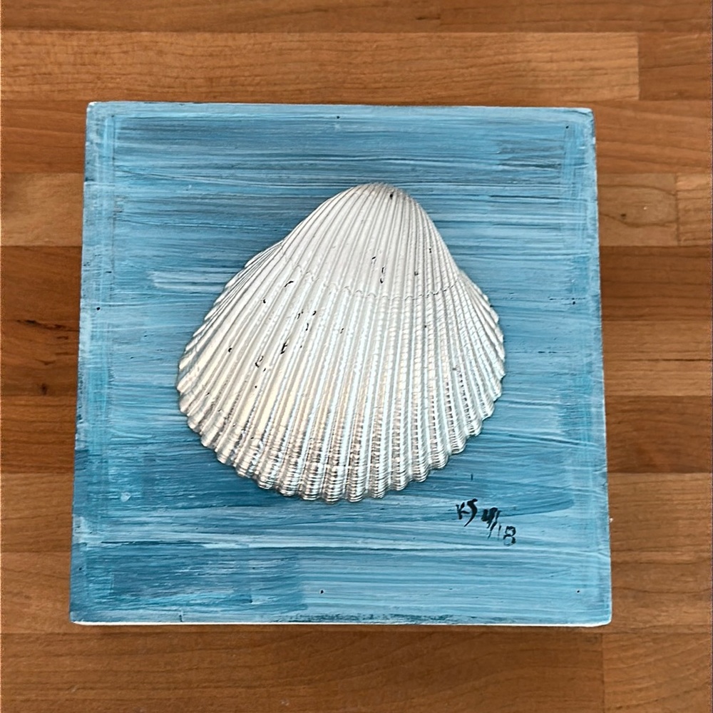 410 Home Design Silver Coated Clam Shell Square Blue 3D Wall Art & Gives Back🎗️